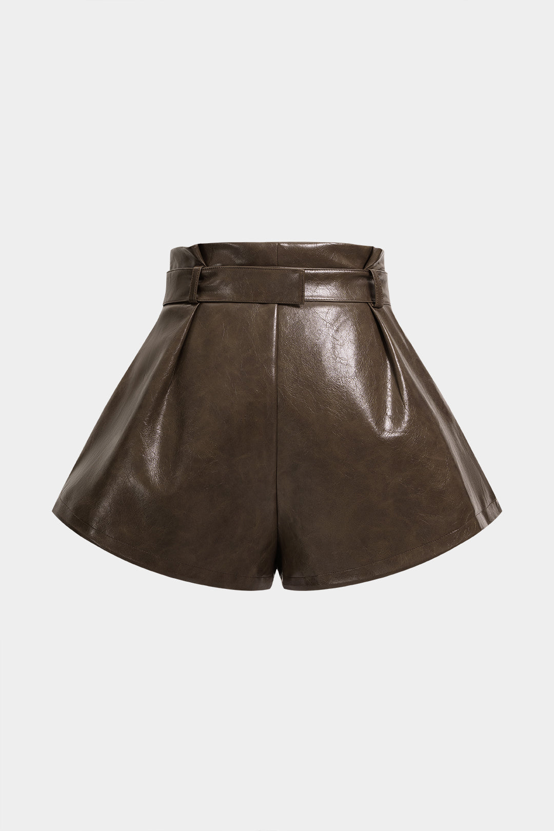 Leren-look short met hoge taille en riem