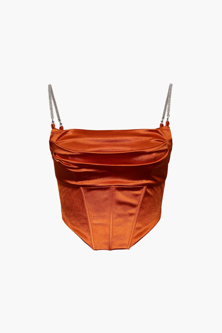 Satin draped corset top