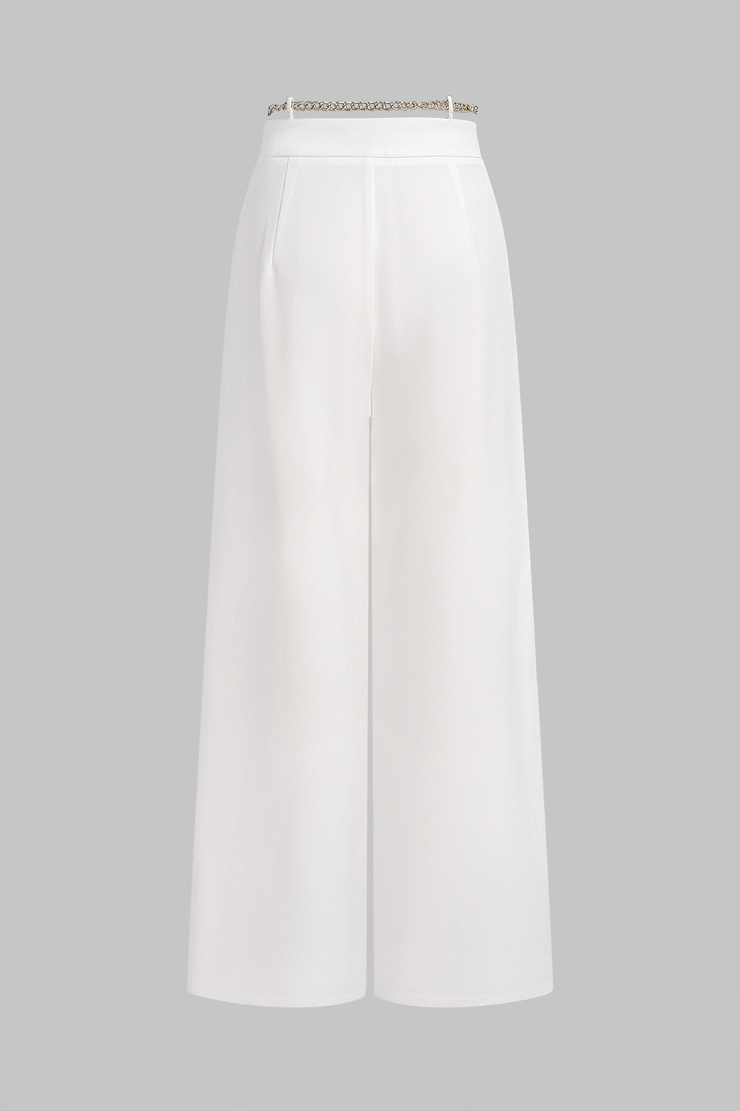 Metallic broek met kettingdetail en wijde pijpen