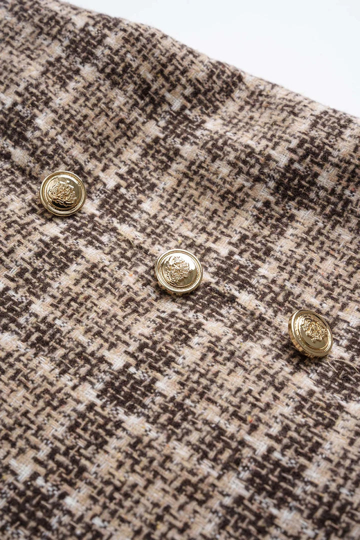 Checked, double-sided high-waisted trousers