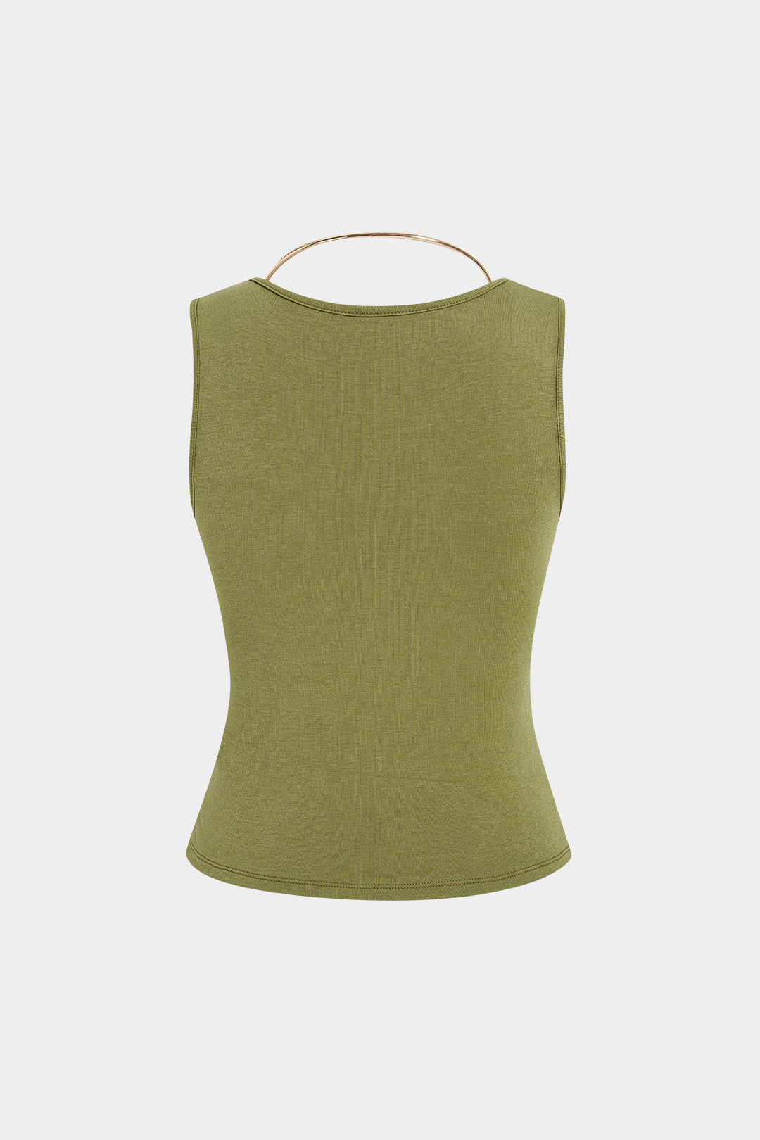 Metallic tanktop met drapering en watervalhals