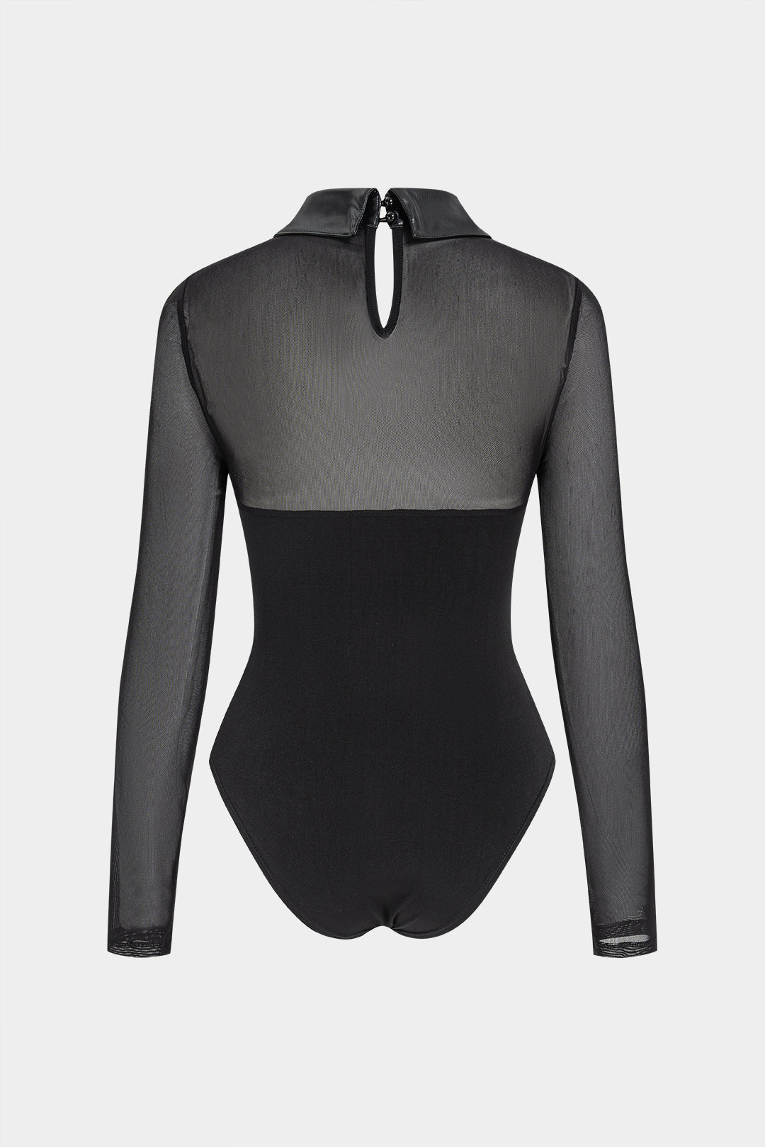 Mesh patchwork body met ronde hals en lange mouwen
