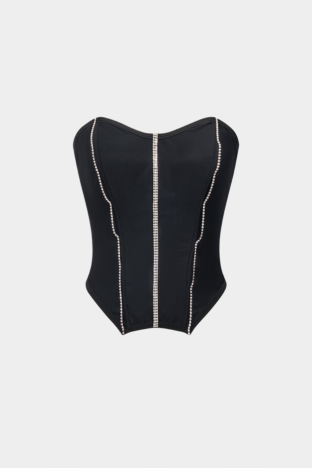 Mesh patchwork strapless top