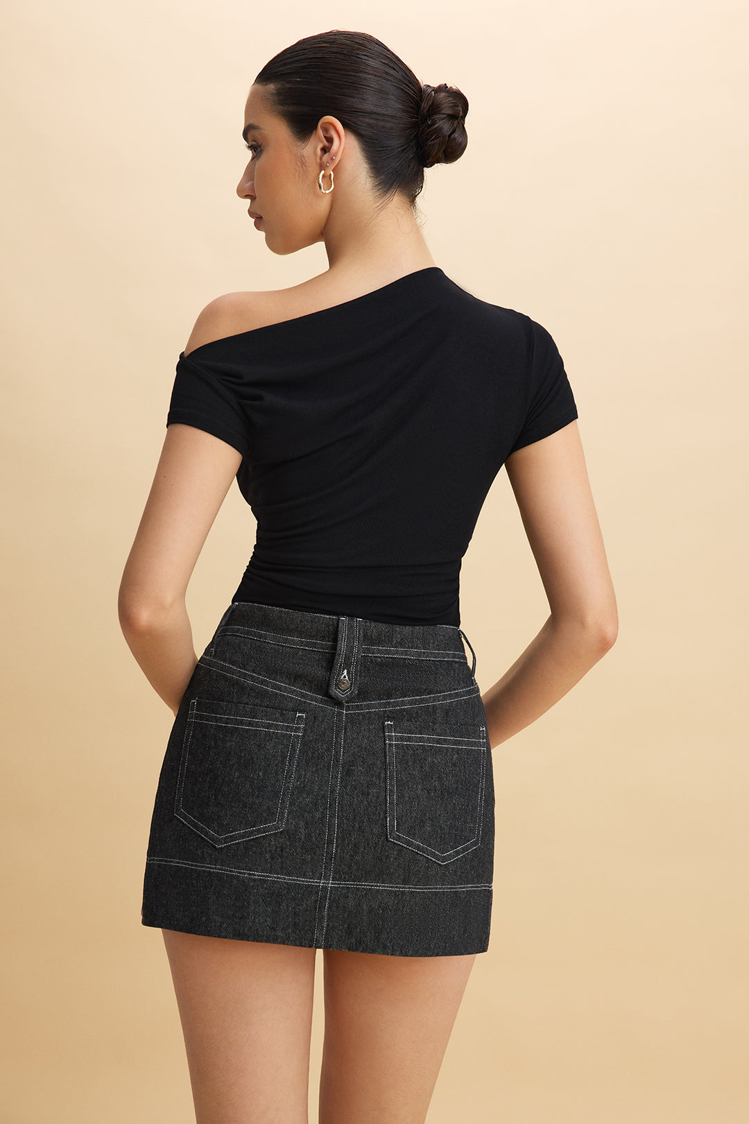 Denim minirok met knoopjes