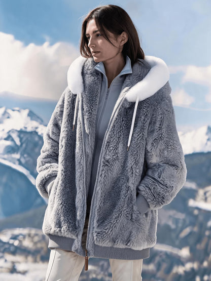Fleece Jacket with Hood and Zipper