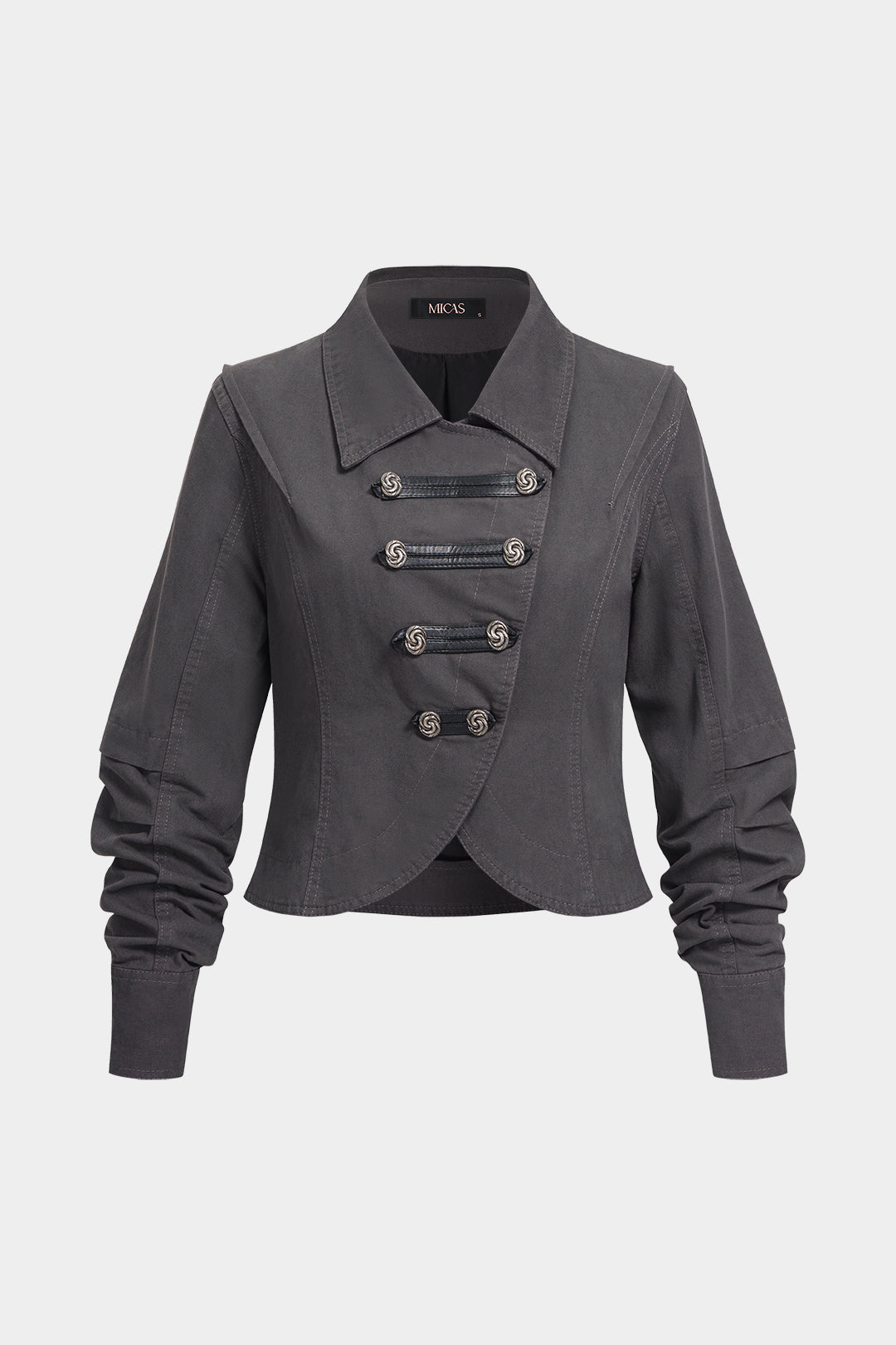 Denim jasje met revers en dubbele knopenrij