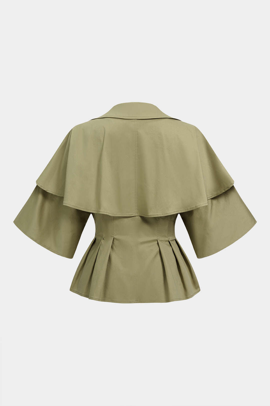 Blouse met reverskraag, ruches en korte mouwen