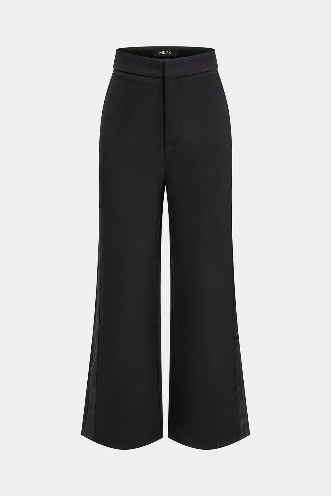 Leren-look broek met riem en wijde pijpen