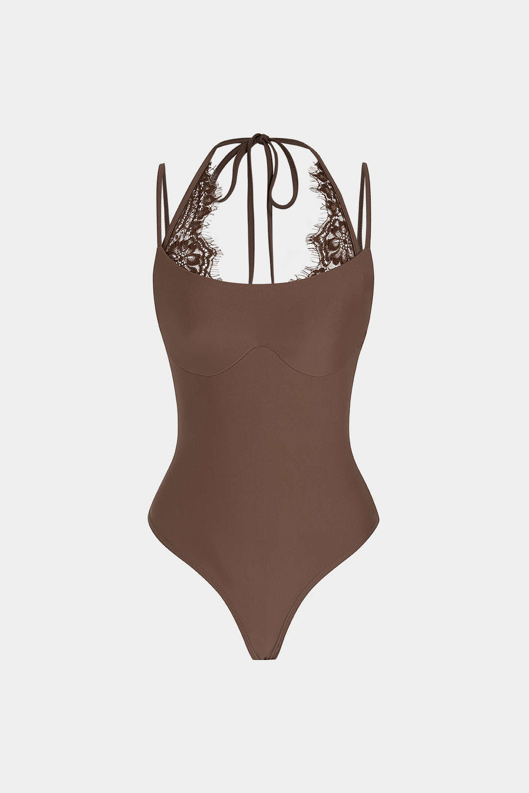 Patchwork mouwloze body met kant en strik