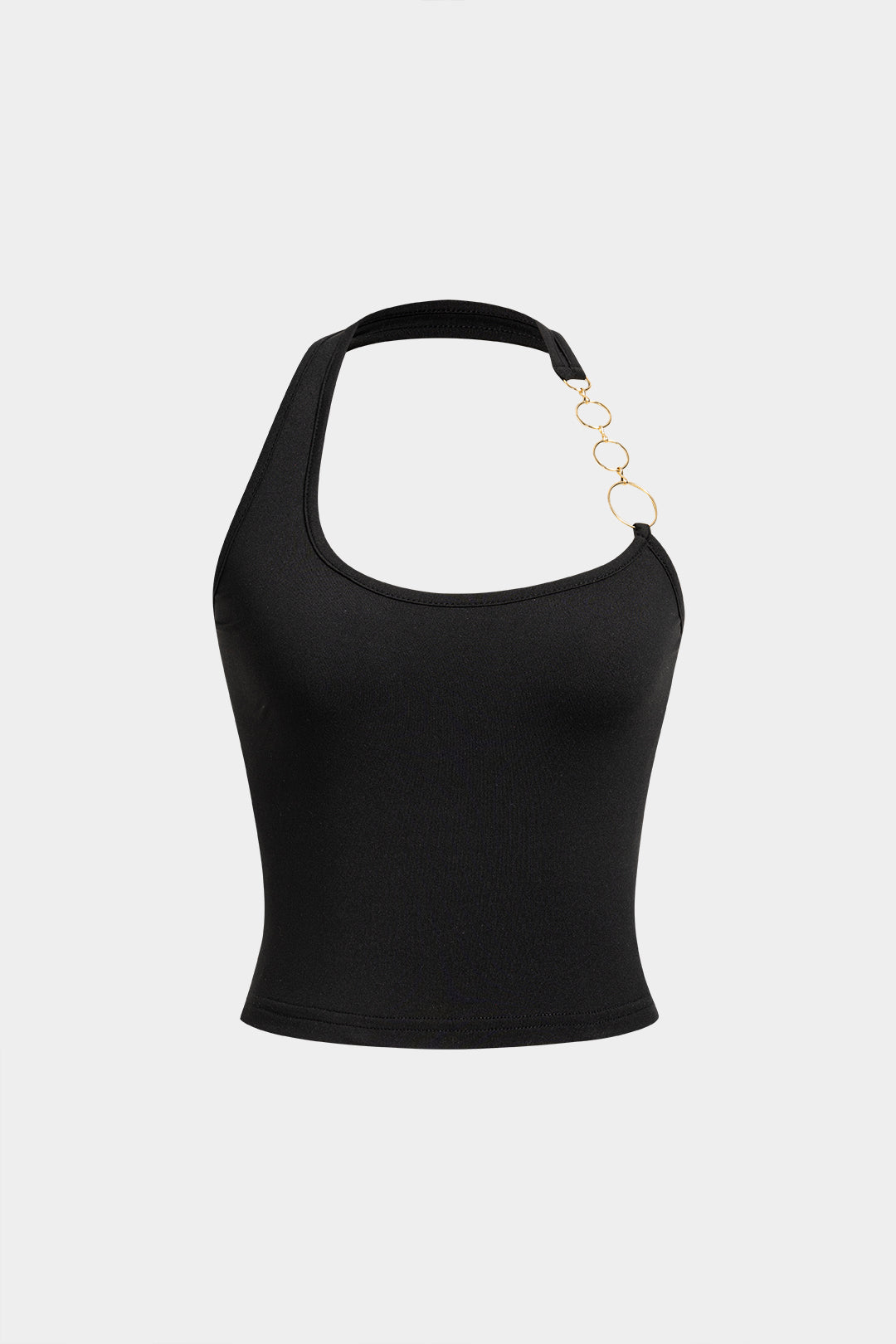 Metallic asymmetrische tanktop met halternek en open rug