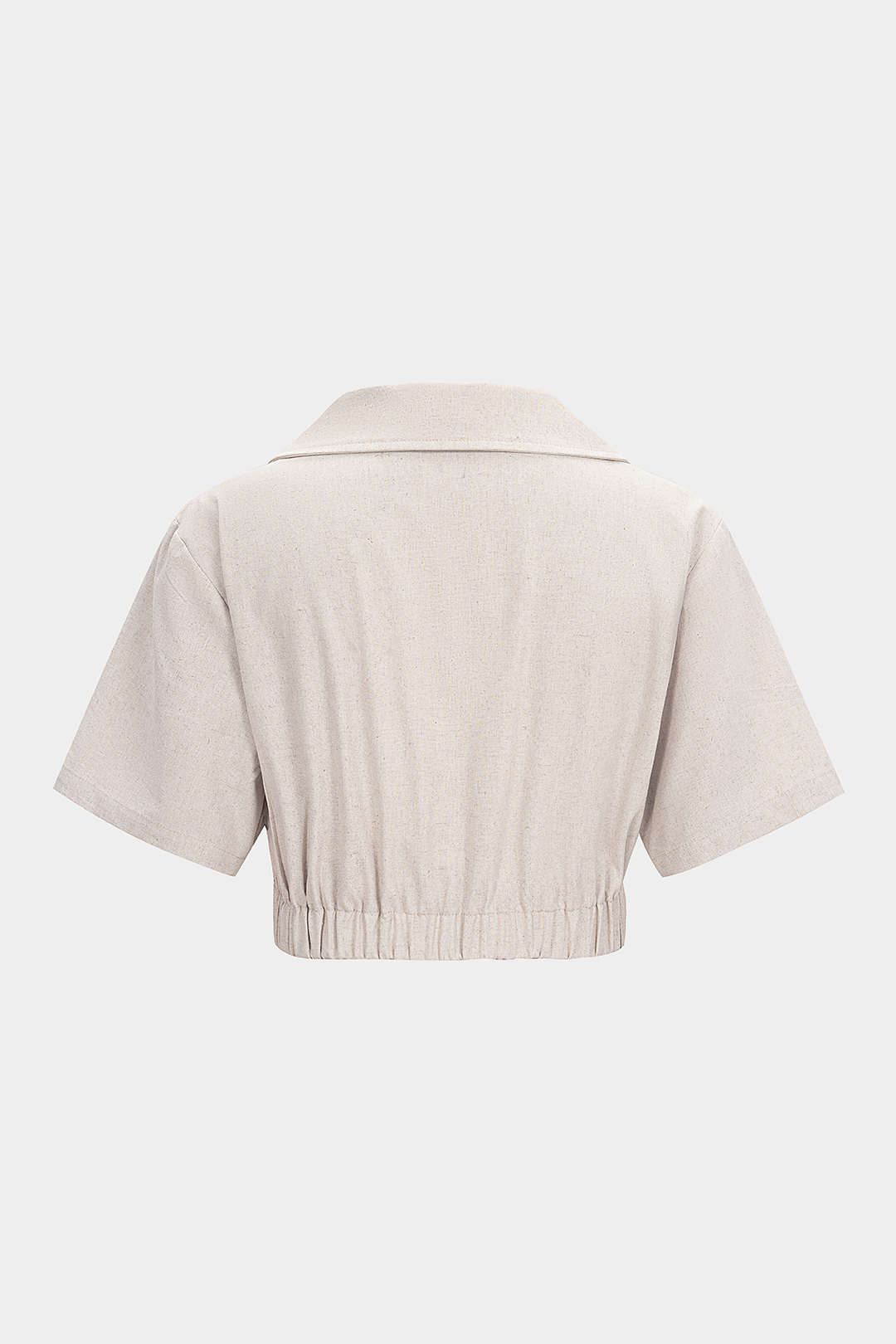 Linnen cropped top met revers en gedraaid detail