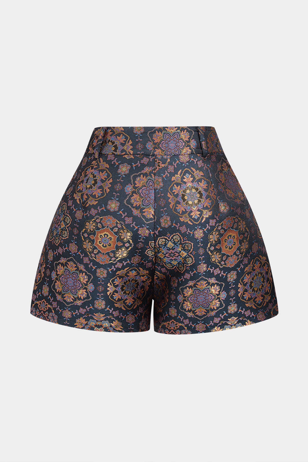 Jacquard short met hoge taille en wijde pijpen