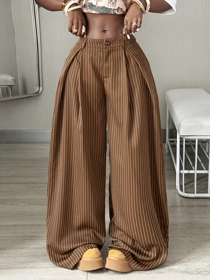Oversized Brown Striped Cargo Pants