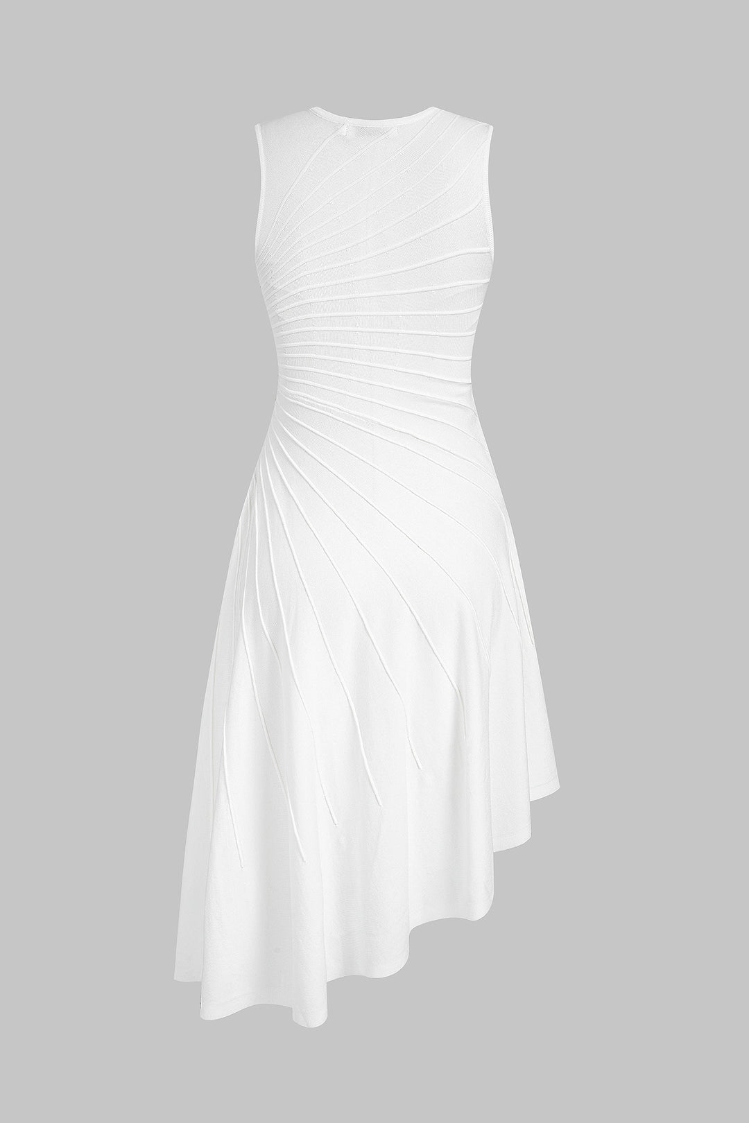 Gebreide asymmetrische midijurk met ronde hals