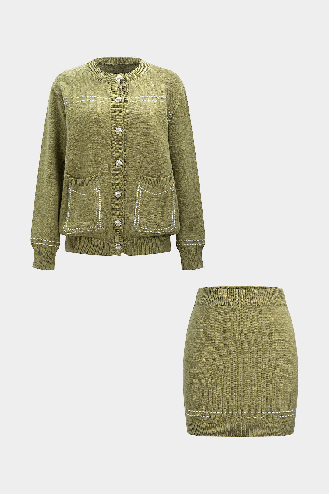 Kiki - Gebreide set met vest en minirok