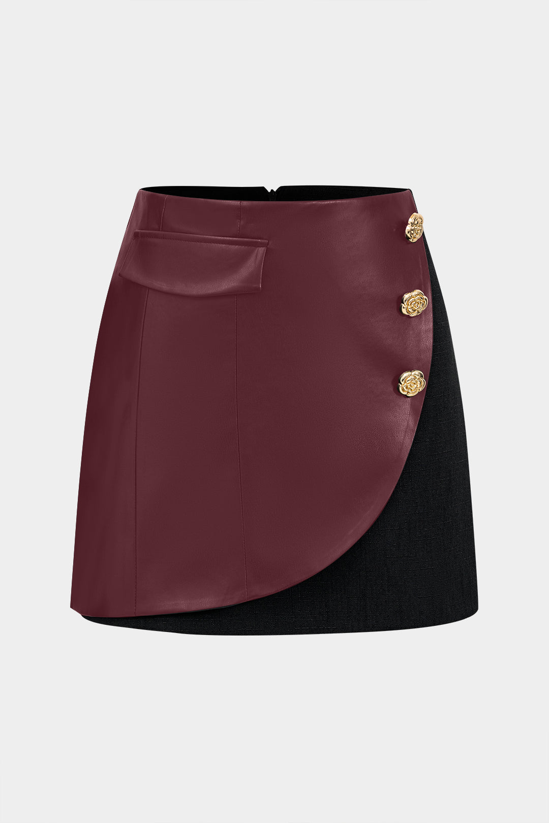 Greta - Leren-look minirok met knoopjes