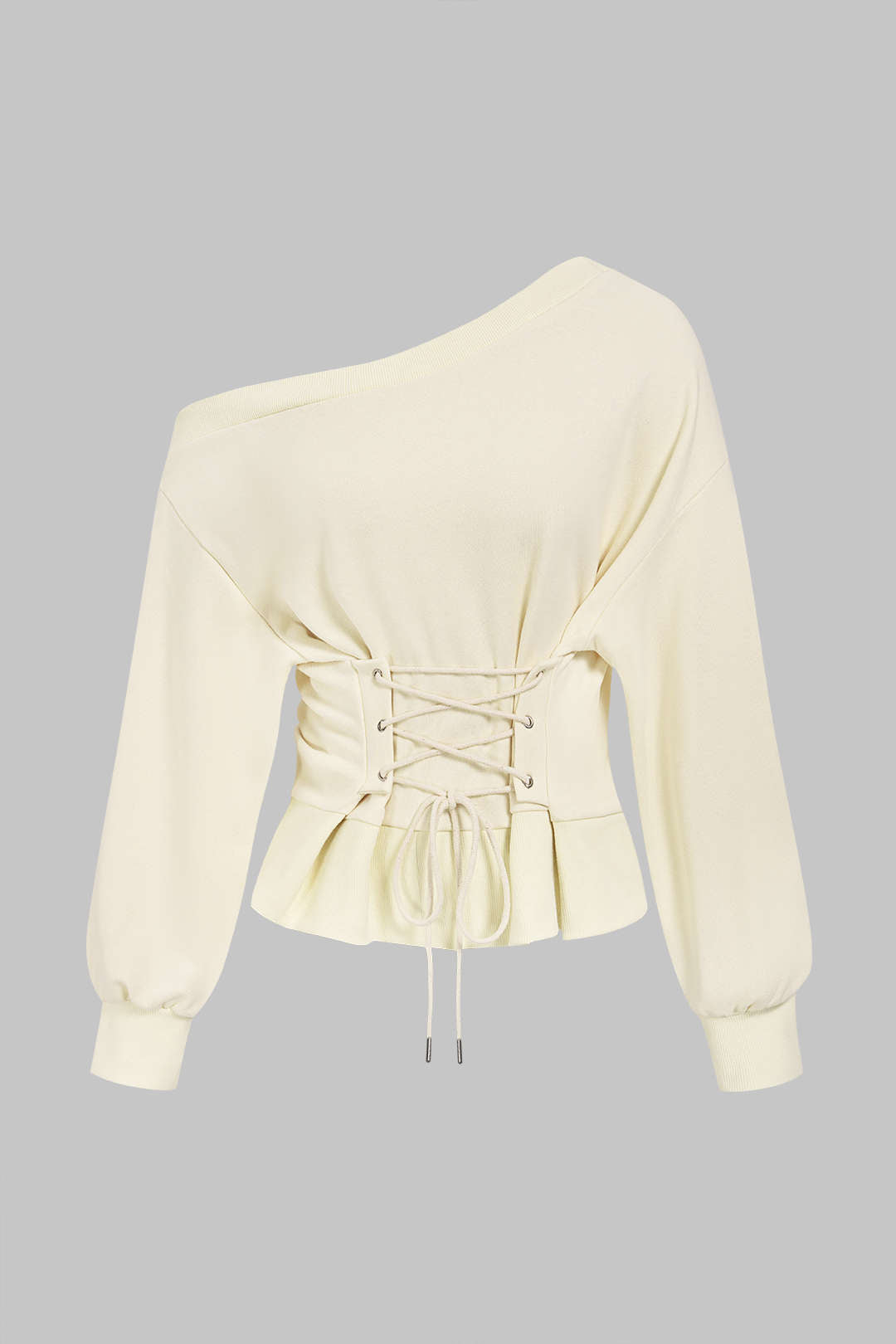 Sweater met één schouder, lange mouwen en strik