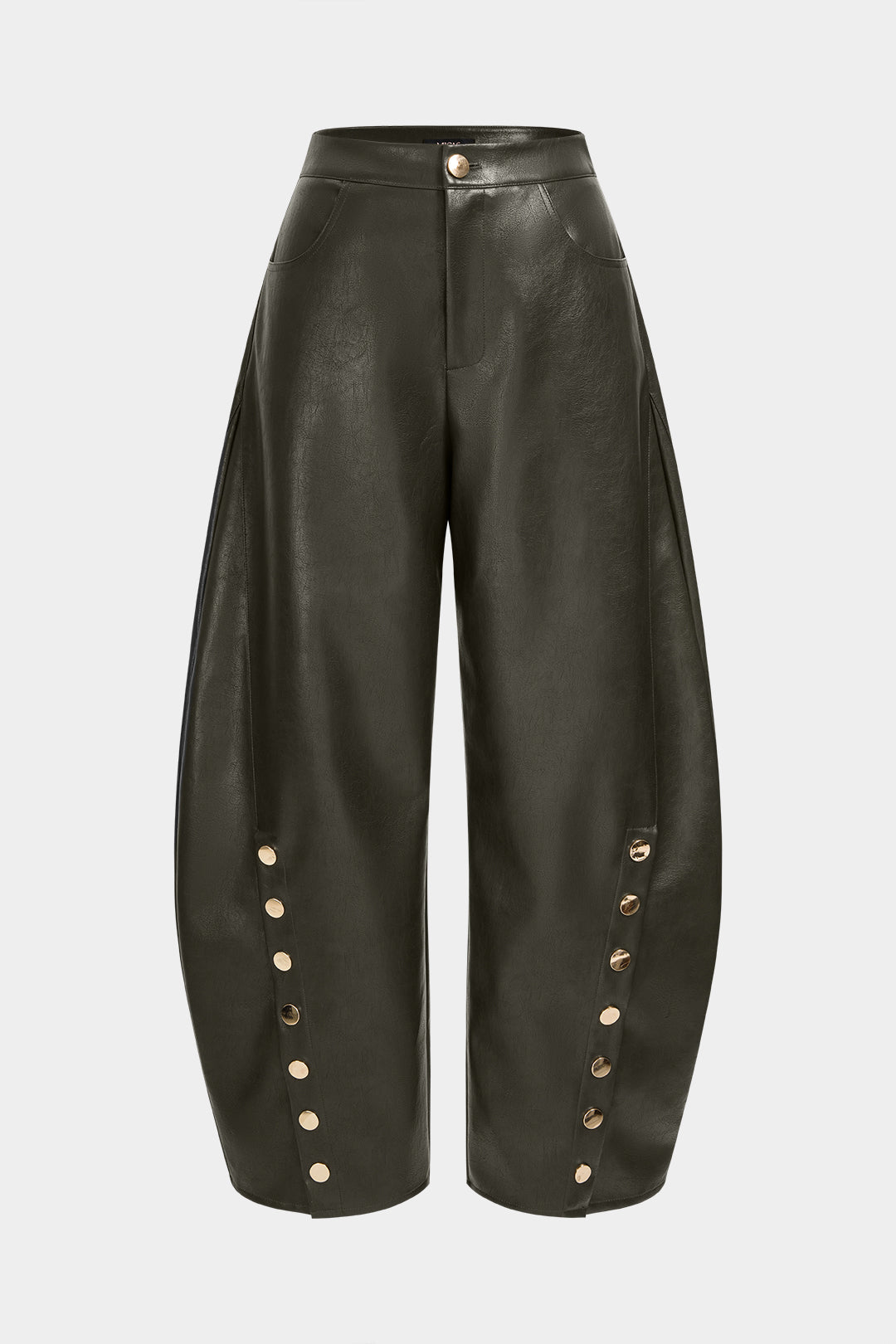 Leren-look broek met knoopjes