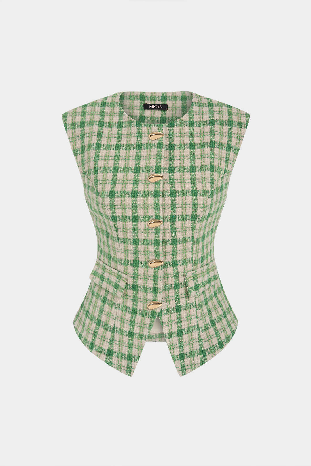 Geruit tweed gilet