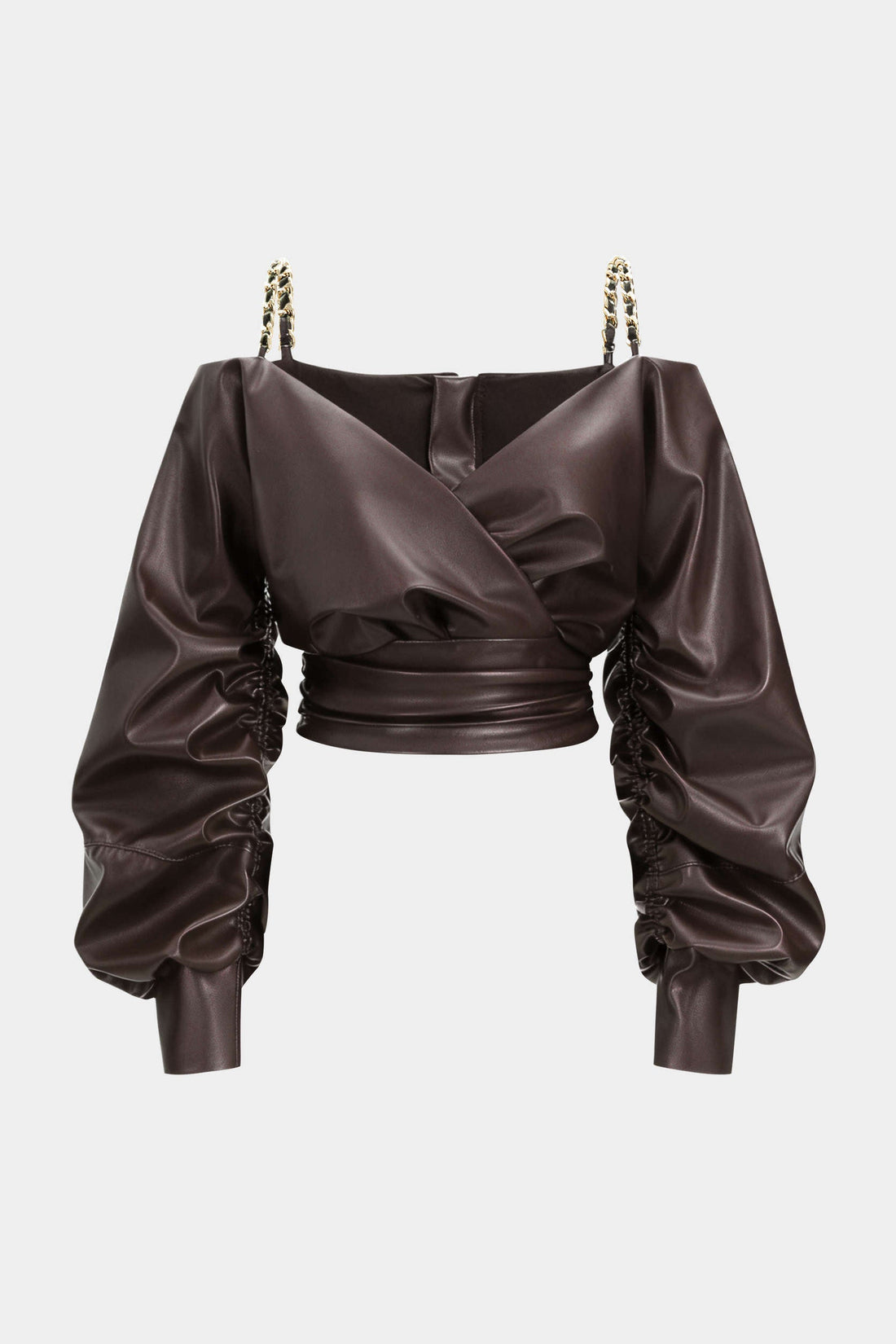 Leren-look metallic blouse met lange mouwen