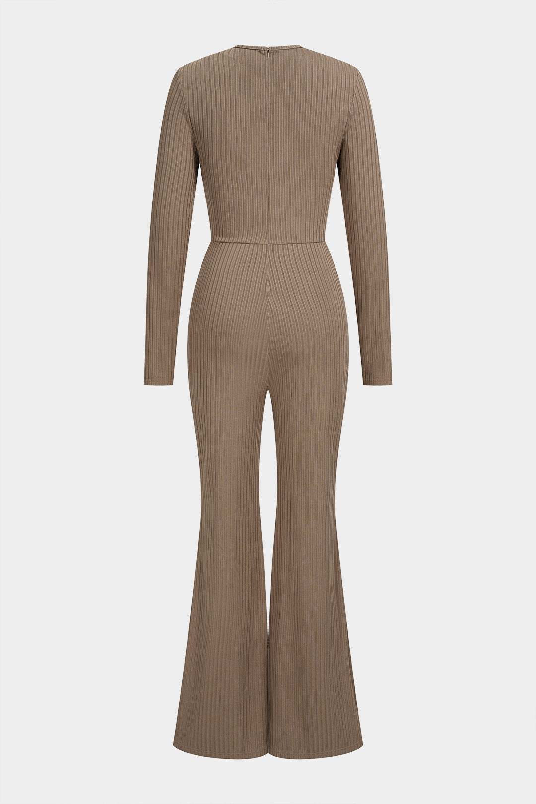 Jumpsuit met ronde hals, ruches en uitsnijding