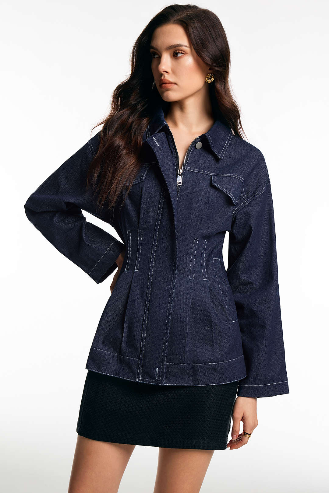 Denim geplooide item