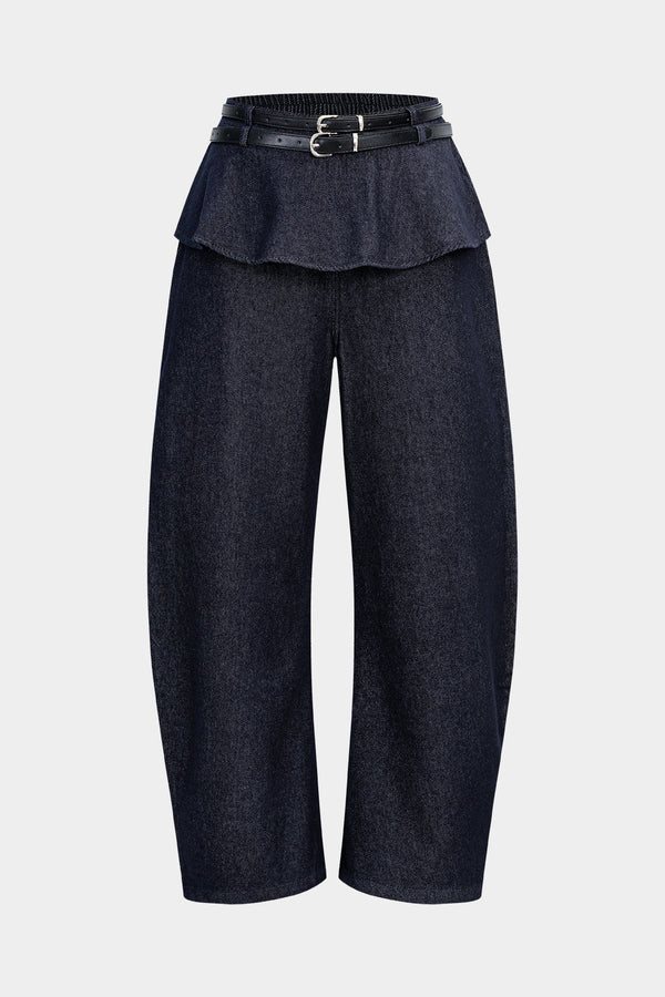 Jeans met riem en smokwerk