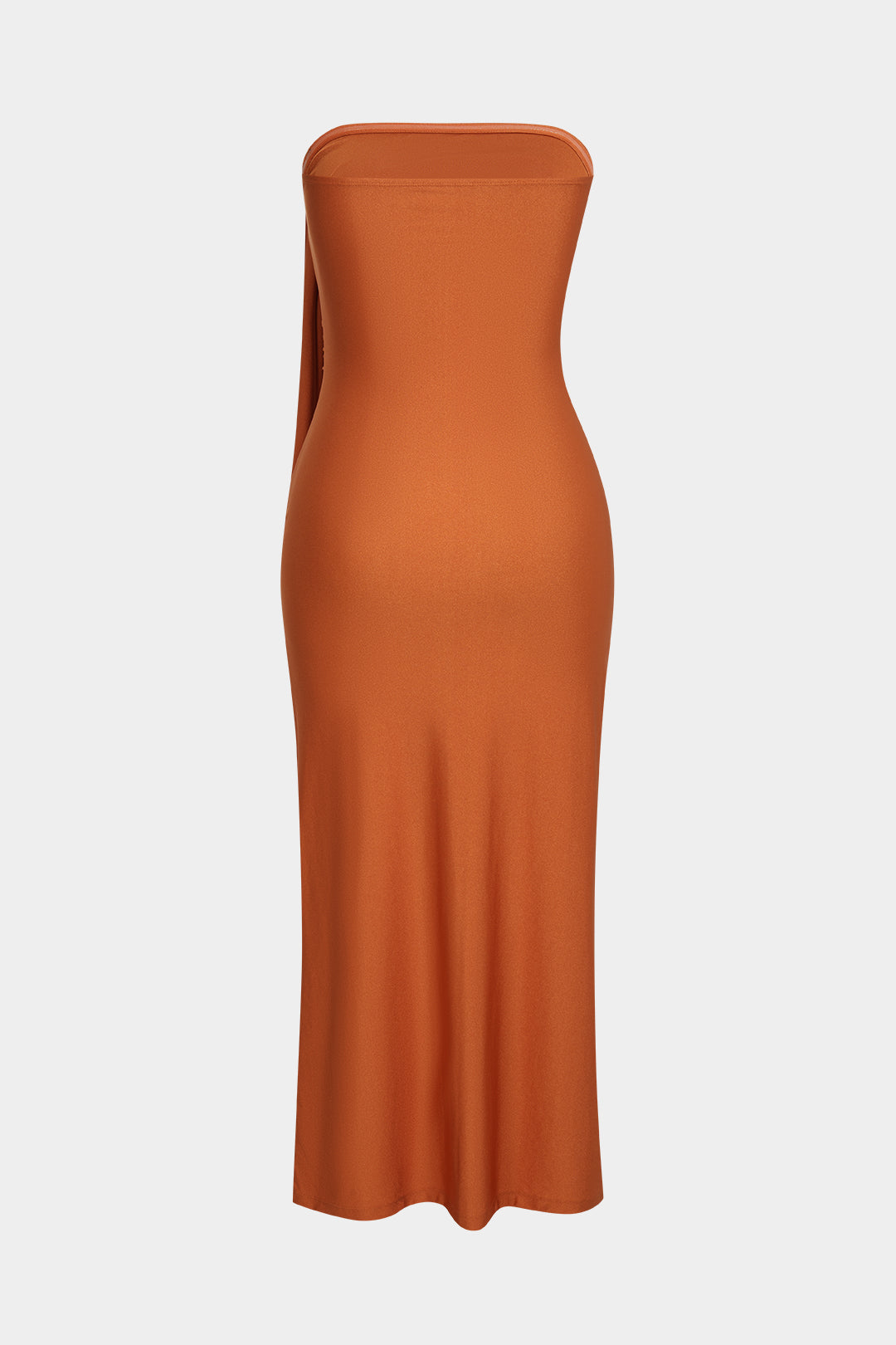 Effen asymmetrische maxijurk met knoopdetail en ruches