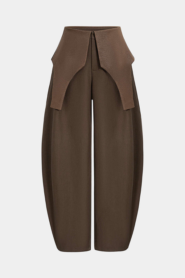 Satijnen patchwork pantalon met rits en ballonmodel