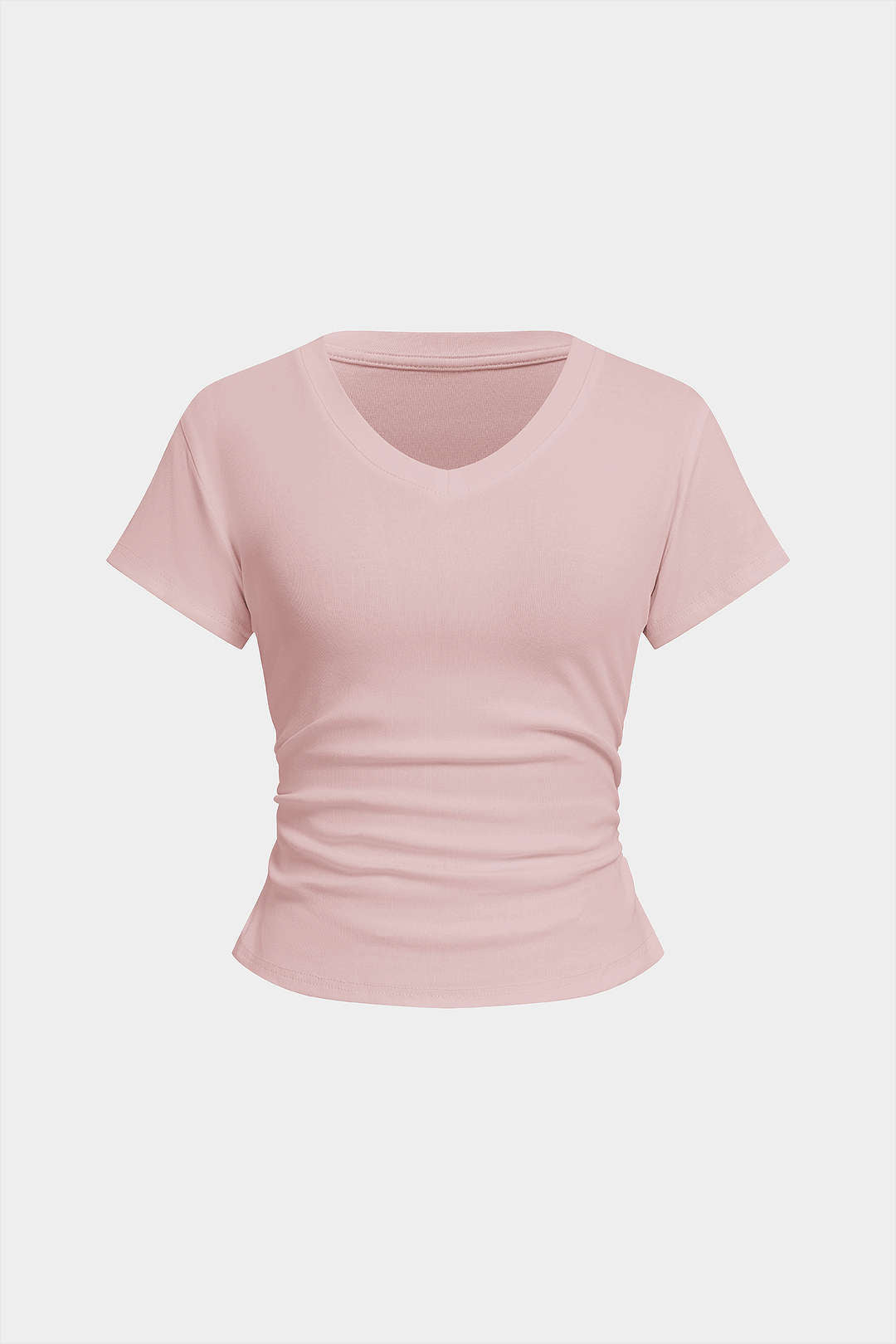 T-shirt met V-hals en korte mouwen