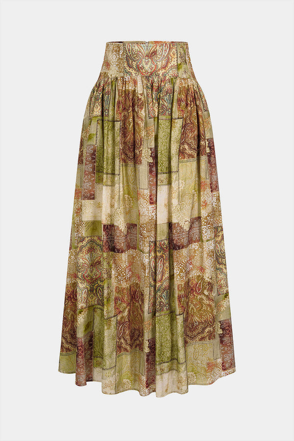Paisley rok met ruches en rits