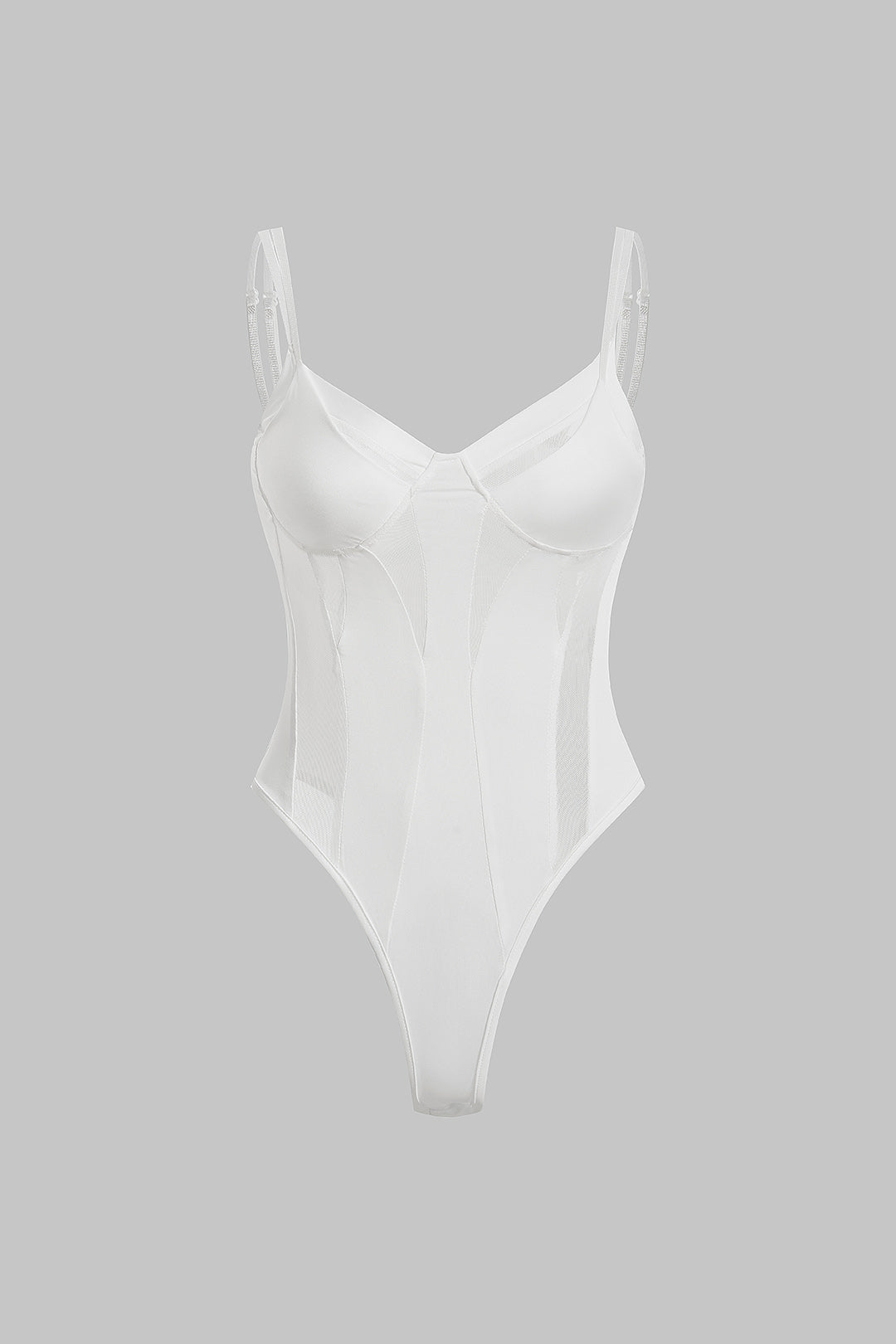 Patchwork mesh body met V-hals