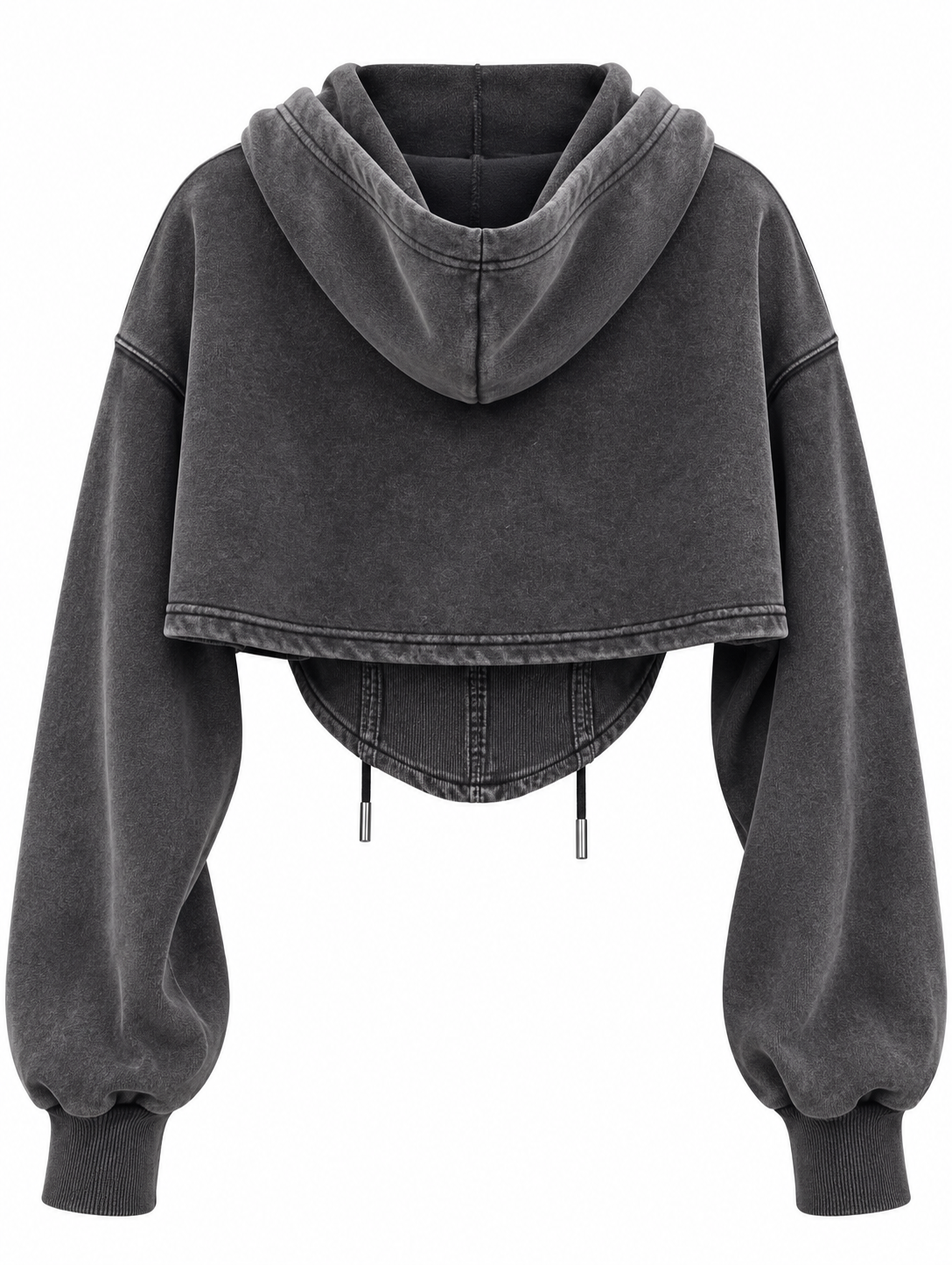 Vintage patchwork hoodie with drawstring