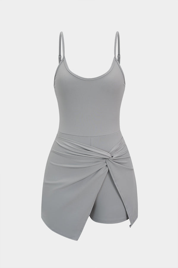 Effen asymmetrische playsuit met ronde hals