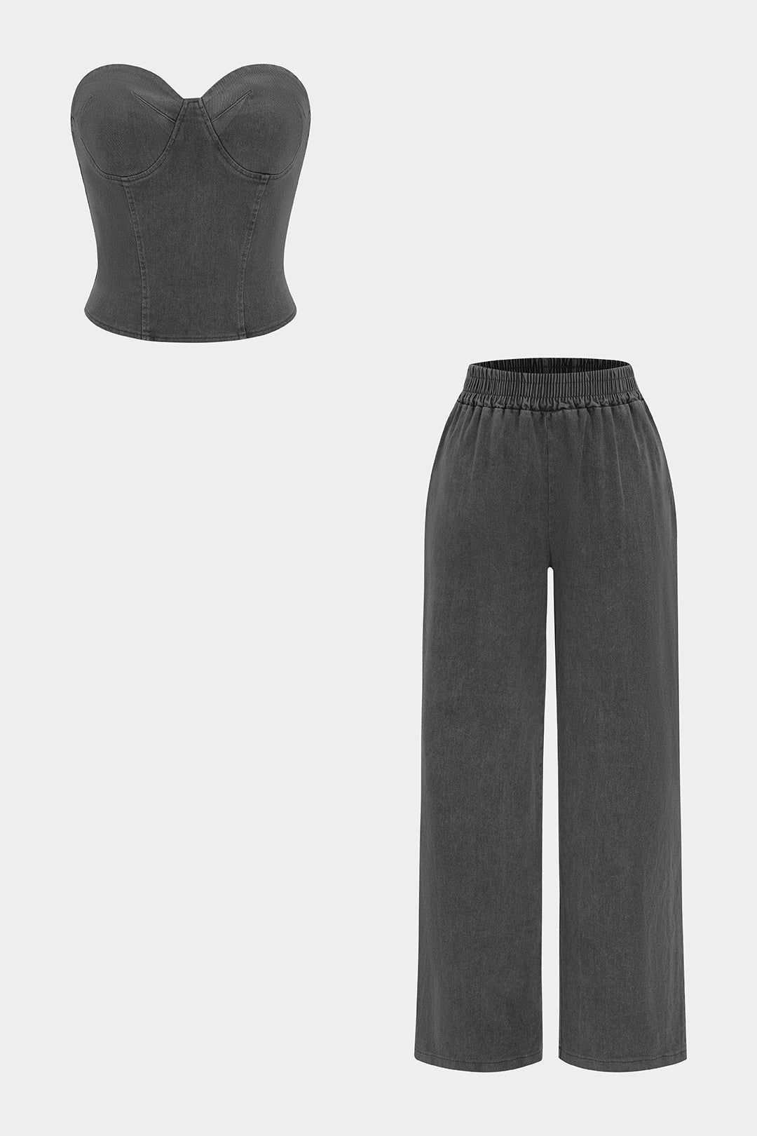 Bo - Denim set met strapless top en jeans