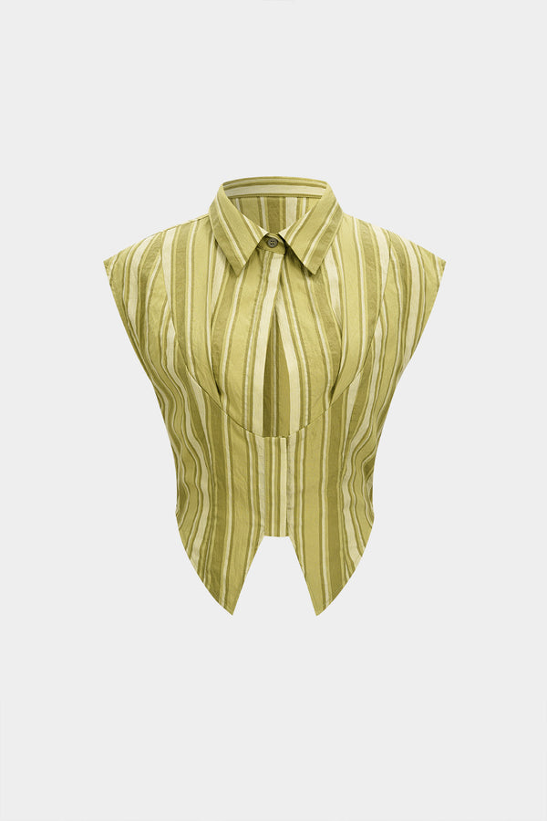 Gestreepte tanktop met revers en uitsnijding