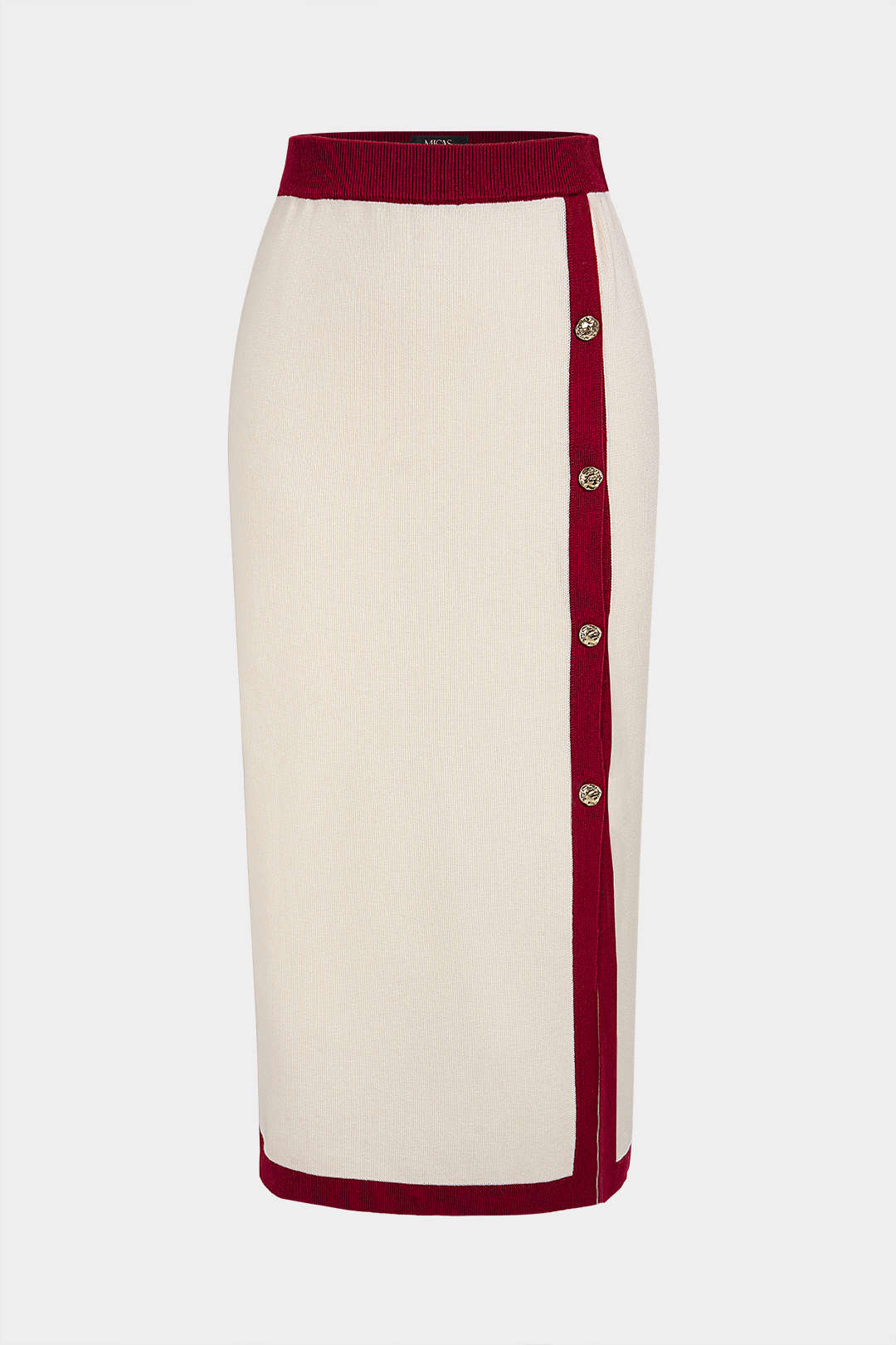 Cato - Gebreide metallic rok met knoopjes