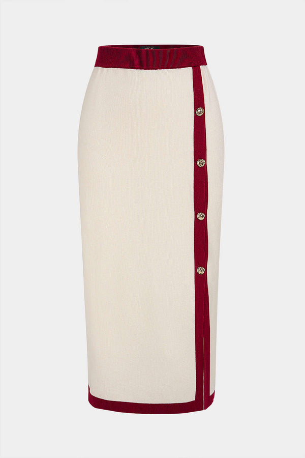 Cato - Gebreide metallic rok met knoopjes