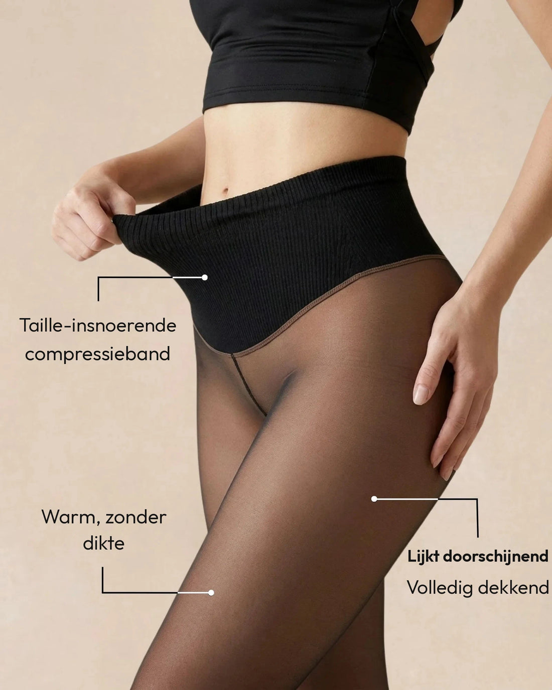 Illusie Panty met Warme Fleecevoering