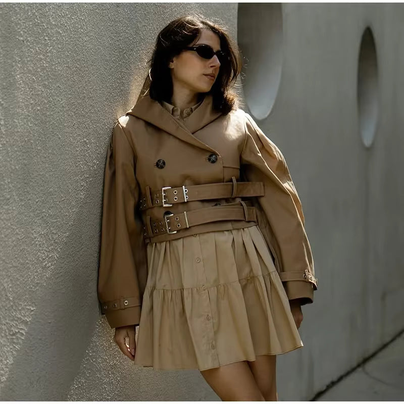 Vintage Oversized Trench Coat with Hood