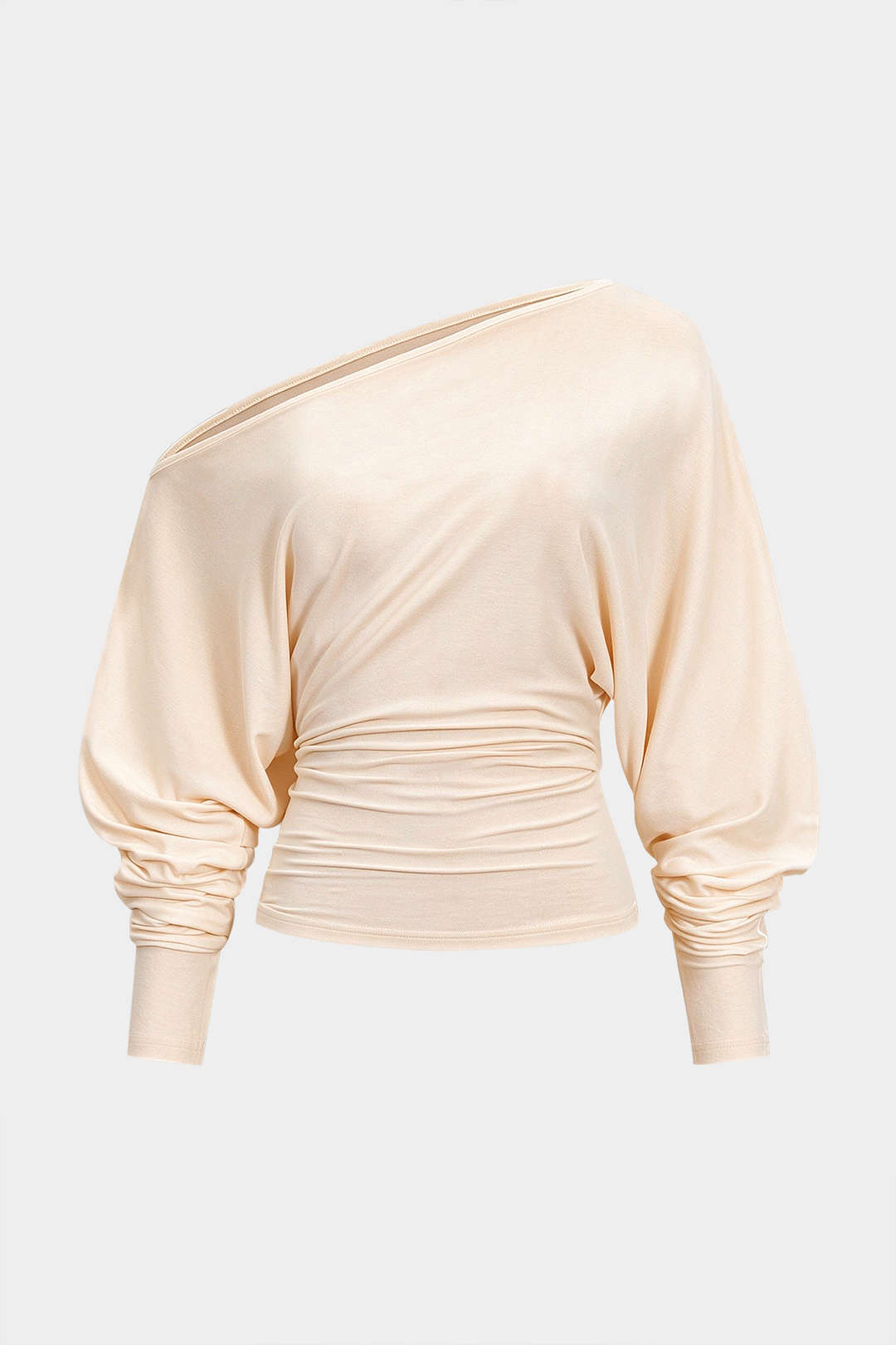 T-shirt met uitsnijding, één schouder en ruches
