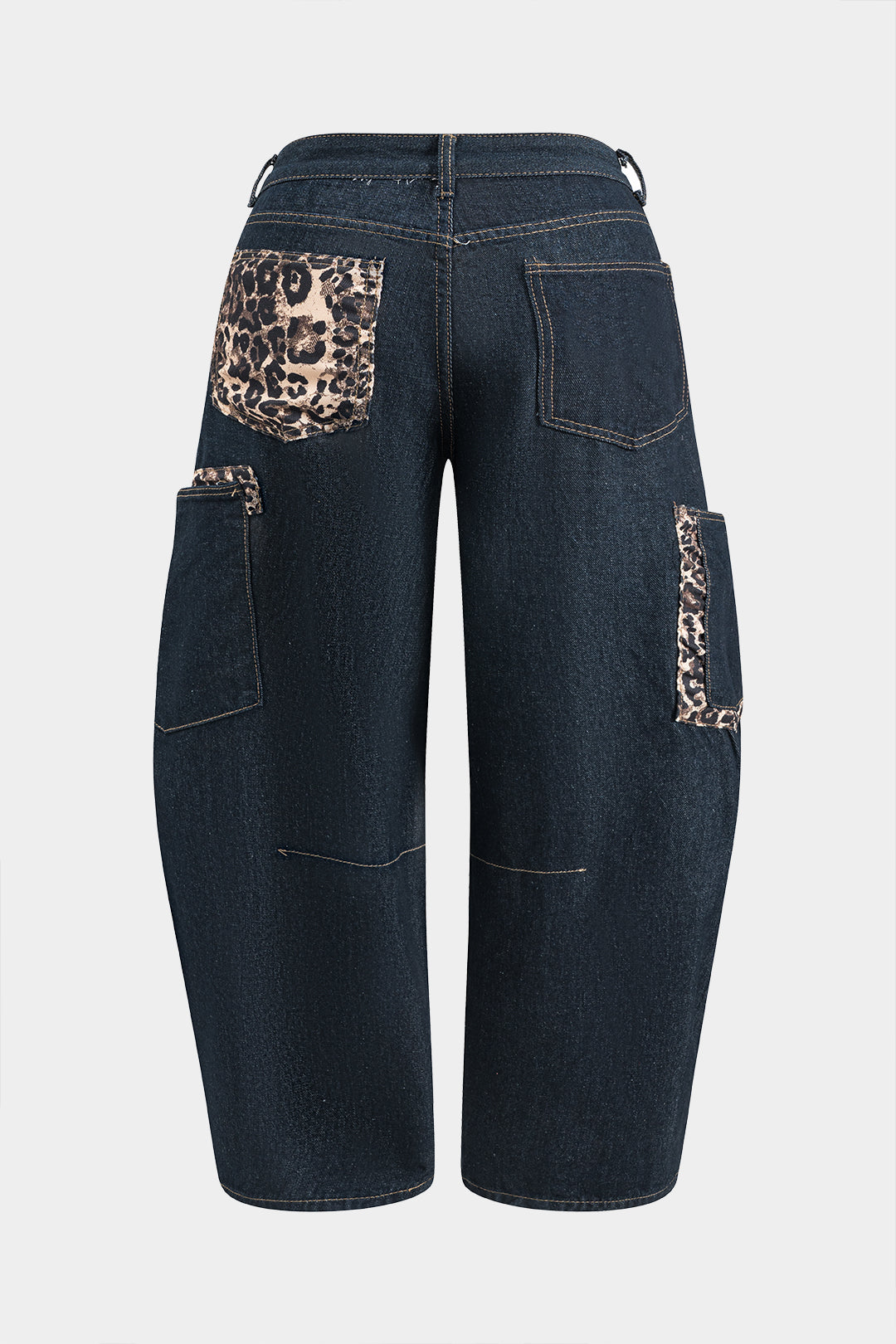 Juul - Luipaardprint jeans met knoopjes, zakken en wijde pijpen