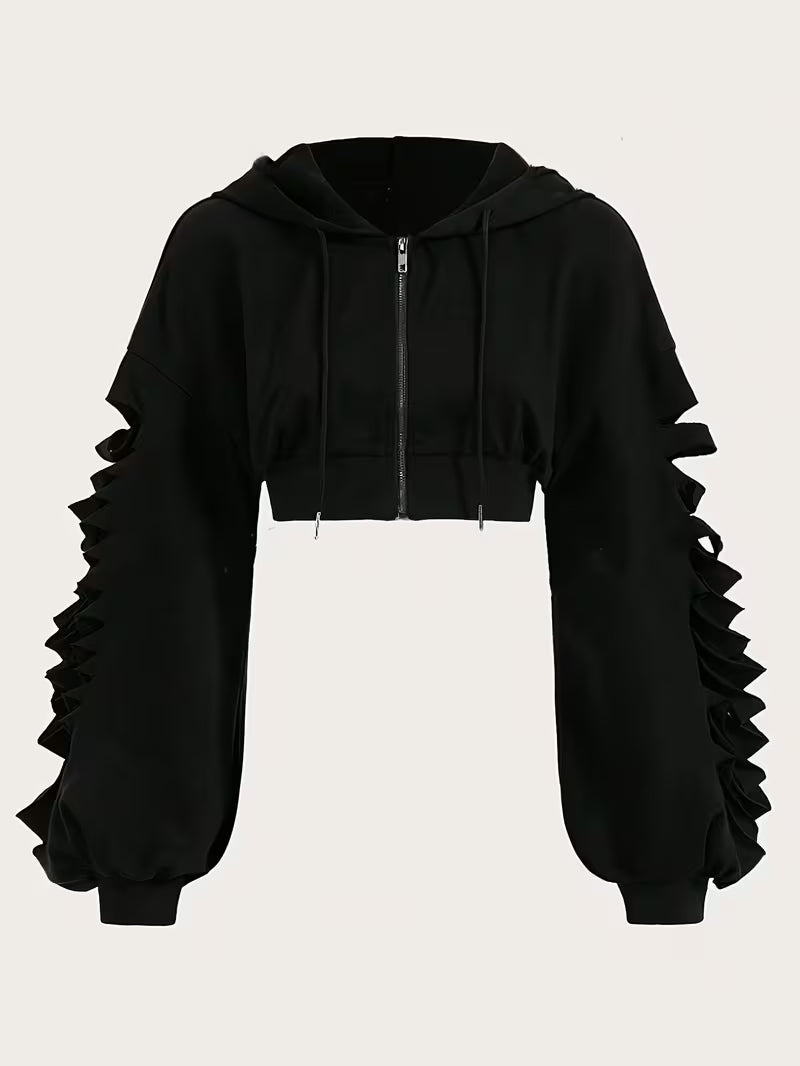 Cropped Bolero Hoodie with Zipper