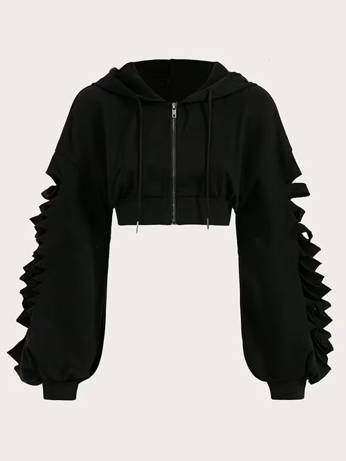 Cropped Bolero Hoodie with Zipper