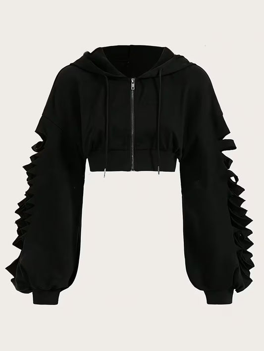 Cropped Bolero Hoodie with Zipper