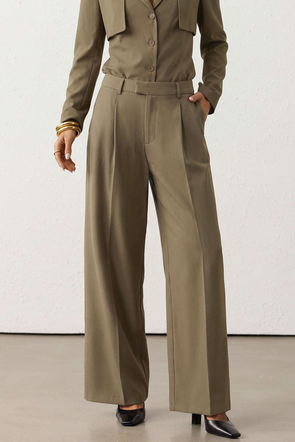 Bella - Effen broek met wijde pijpen
