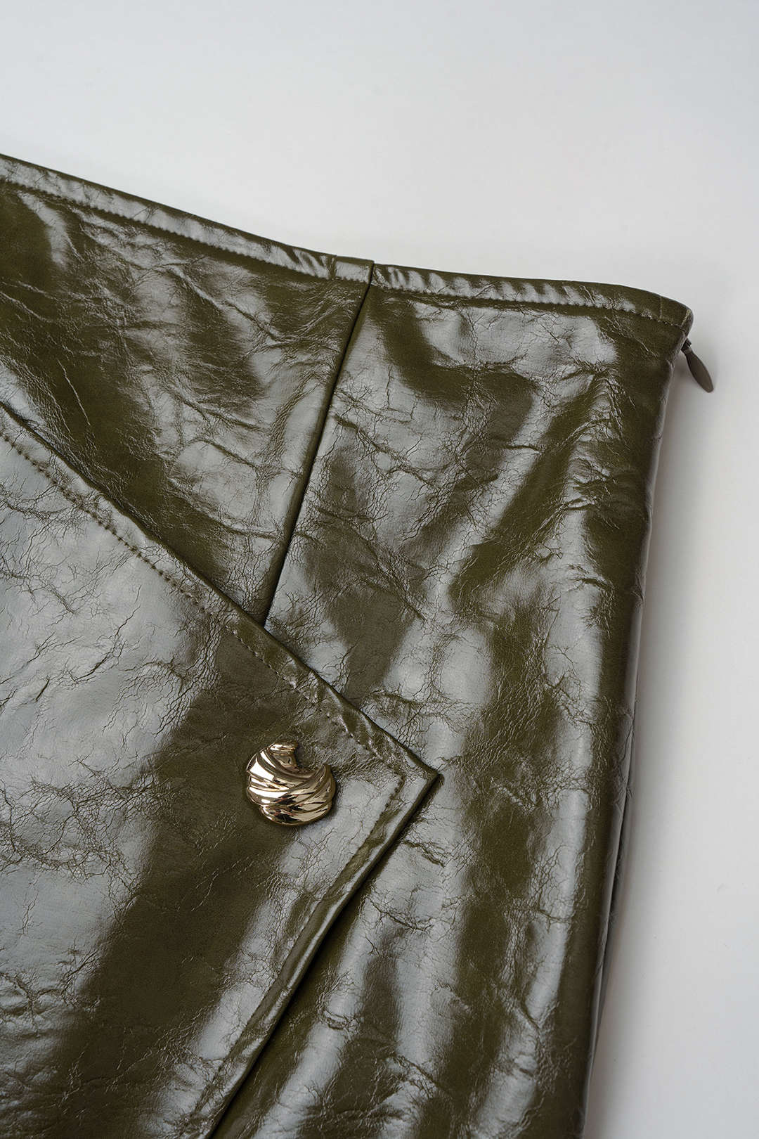 Leren-look metallic rok met split
