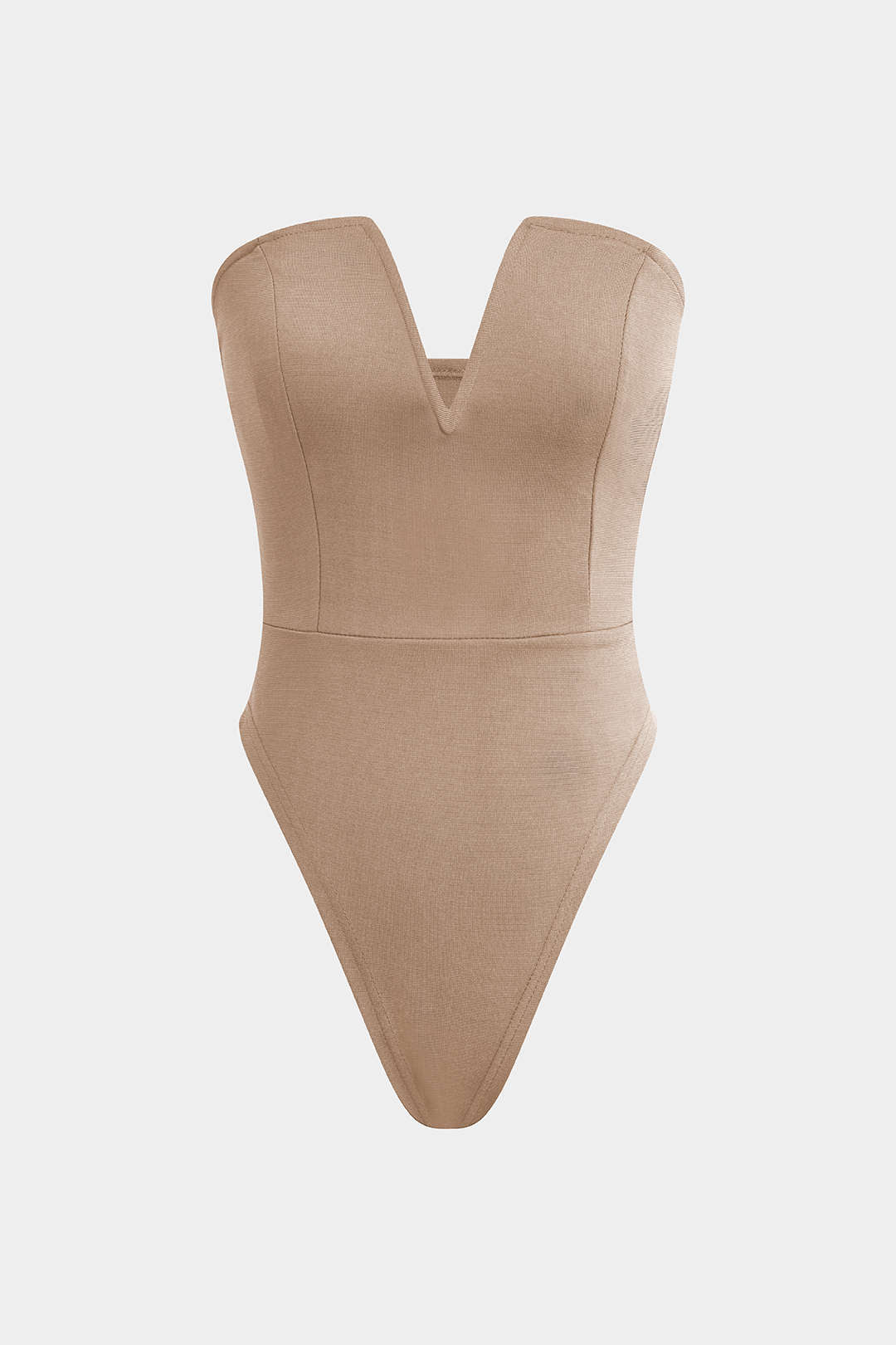 Body met V-hals en strapless pasvorm