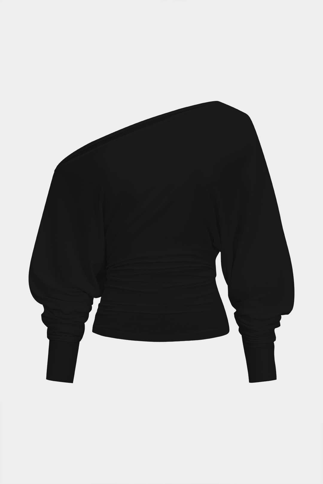 T-shirt met uitsnijding, één schouder en ruches