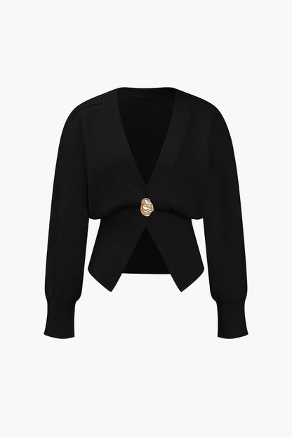 V-neck cardigan sweater